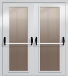 Двупольная дверь eiw-60 с максимальными стеклами и ручками «антипаника» (цвет светло-серый RAL 7047)