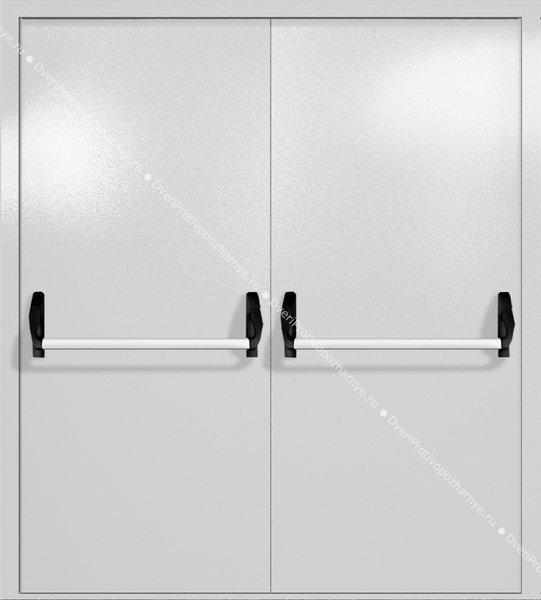 Двупольная глухая дверь ei-60 с ручками «антипаника» (цвет светло-серый RAL 7047)