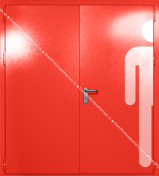 Двупольная глухая дверь ei-60 с обозначением санузла (цвет красный RAL 3020)