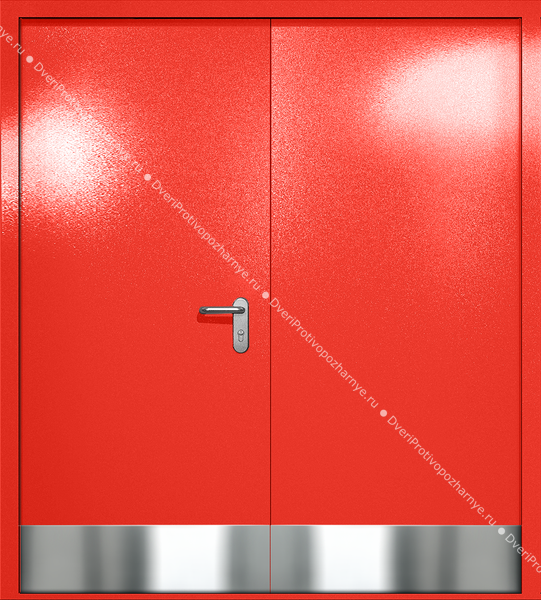 Двупольная глухая дверь ei-60 с отбойниками (цвет красный RAL 3020) Двупольная глухая дверь ei-60 с отбойниками (цвет красный RAL 3020)