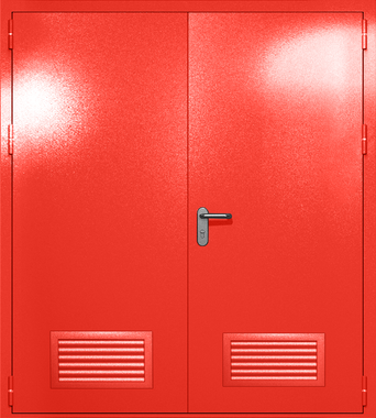 Двупольная глухая дверь ei-60 с вентиляцией (цвет красный RAL 3020) Двупольная глухая дверь ei-60 с вентиляцией (цвет красный RAL 3020)