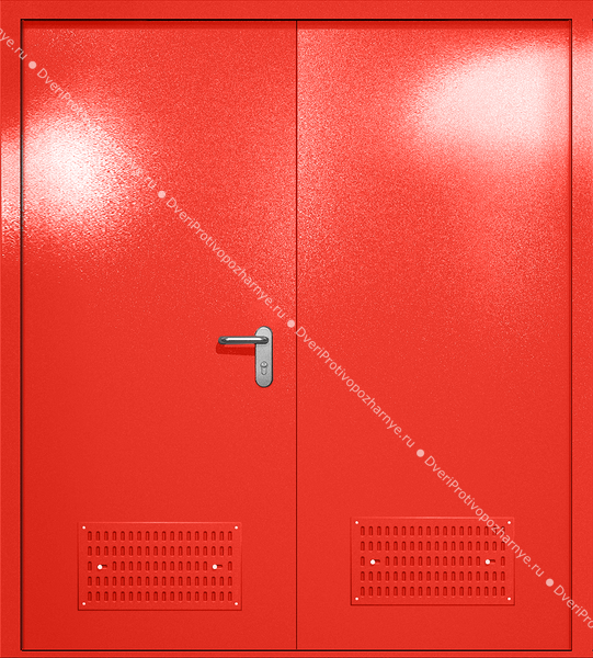 Двупольная глухая дверь ei-60 с вентиляцией (цвет красный RAL 3020)