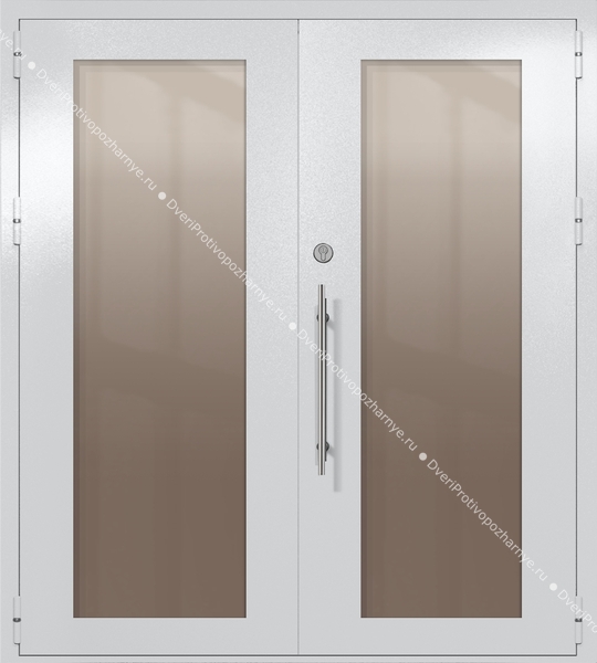 Двупольная техническая дверь с максимальными стеклами (цвет светло-серый RAL 7047)