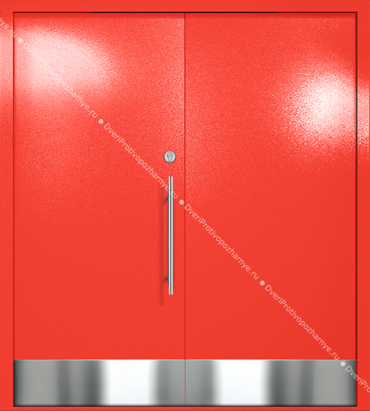 Двупольная глухая техническая дверь с отбойниками (цвет красный RAL 3020)