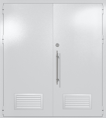 Двупольная глухая техническая дверь с вентиляцией (цвет светло-серый RAL 7047)