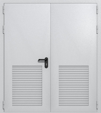 Двупольная глухая техническая дверь с вентиляцией (цвет светло-серый RAL 7047) Двупольная глухая техническая дверь с вентиляцией (цвет светло-серый RAL 7047)
