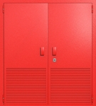 Двупольная глухая техническая дверь с вентиляцией (цвет красный RAL 3020)