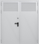 Двупольная глухая техническая дверь с вентиляцией (цвет светло-серый RAL 7047)