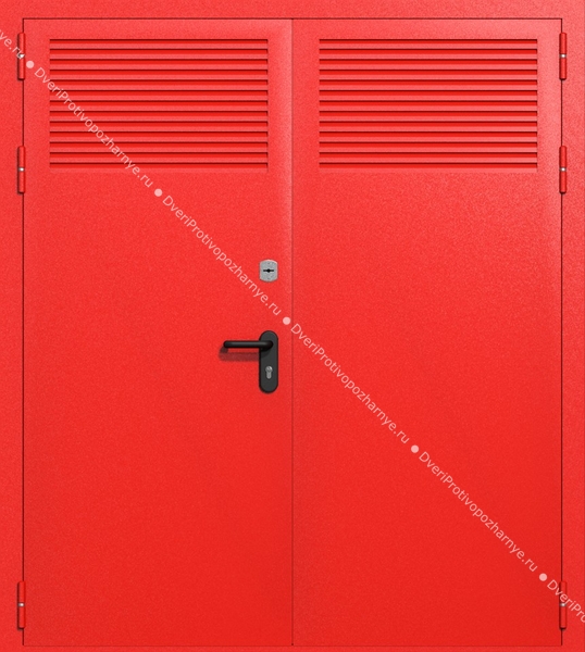 Двупольная глухая техническая дверь с вентиляцией (цвет красный RAL 3020)