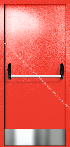 Однопольная глухая дверь ei-60 с отбойником и ручкой «антипаника» (цвет красный RAL 3020) Однопольная глухая дверь ei-60 с отбойником и ручкой «антипаника» (цвет красный RAL 3020)