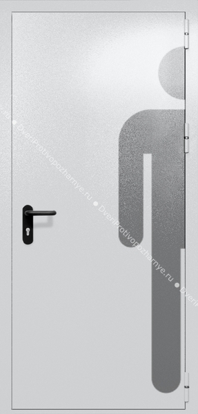 Однопольная глухая дверь ei-60 с обозначением санузла (цвет светло-серый RAL 7047)