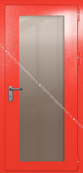 Однопольная дверь eiw-60 с максимальным стеклом и ручкой «антипаника» (цвет красный RAL 3020)