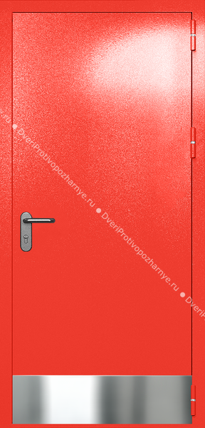 Однопольная глухая дверь ei-60 с отбойником (цвет красный RAL 3020) Однопольная глухая дверь ei-60 с отбойником (цвет красный RAL 3020)