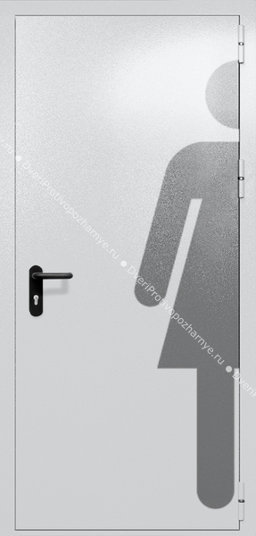 Однопольная глухая дверь ei-60 с обозначением санузла (цвет светло-серый RAL 7047)