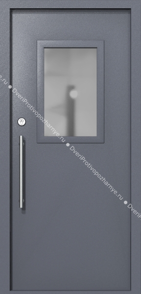 Однопольная техническая дверь со стеклом 600x400 (цвет темно-серый RAL 7015) Однопольная техническая дверь со стеклом 600x400 (цвет темно-серый RAL 7015)