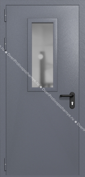Однопольная дверь ei-60 со стеклом 700x300 (цвет темно-серый RAL 7015)