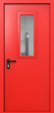 Однопольная дверь ei-60 со стеклом 700x300 (цвет красный RAL 3020)