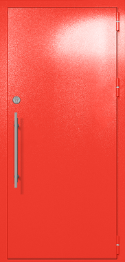 Однопольная глухая техническая дверь (цвет красный RAL 3020) Однопольная глухая техническая дверь (цвет красный RAL 3020)