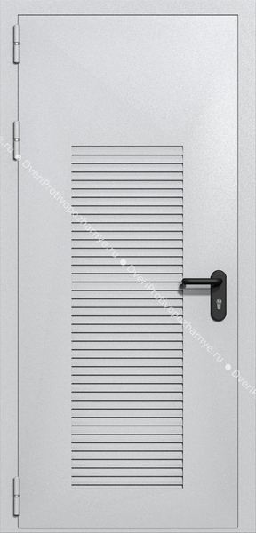 Однопольная глухая техническая дверь с вентиляцией (цвет светло-серый RAL 7047) Однопольная глухая техническая дверь с вентиляцией (цвет светло-серый RAL 7047)