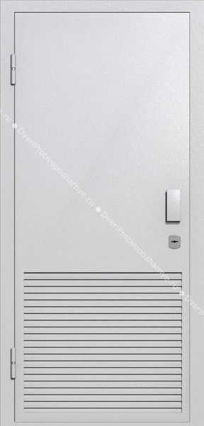 Однопольная глухая техническая дверь с вентиляцией (цвет светло-серый RAL 7047) Однопольная глухая техническая дверь с вентиляцией (цвет светло-серый RAL 7047)