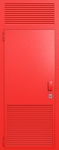 Однопольная глухая техническая дверь с верхней вставкой и вентиляцией (цвет красный RAL 3020)
