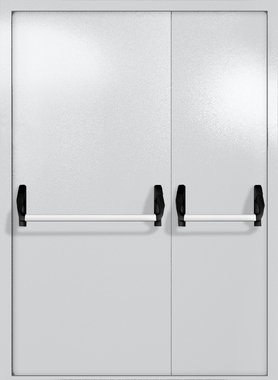 Полуторапольная глухая дверь ei-60 с ручками «антипаника» (цвет светло-серый RAL 7047)