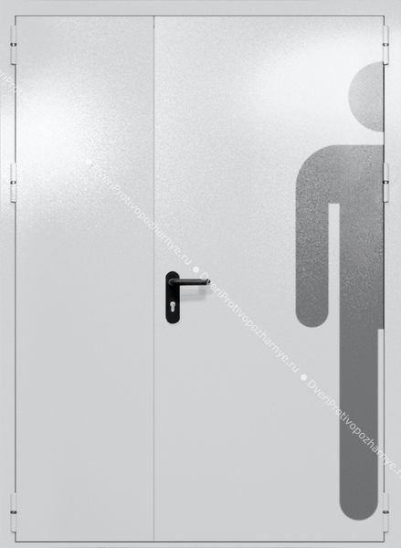 Полуторапольная глухая дверь ei-60 с обозначением санузла (цвет светло-серый RAL 7047)