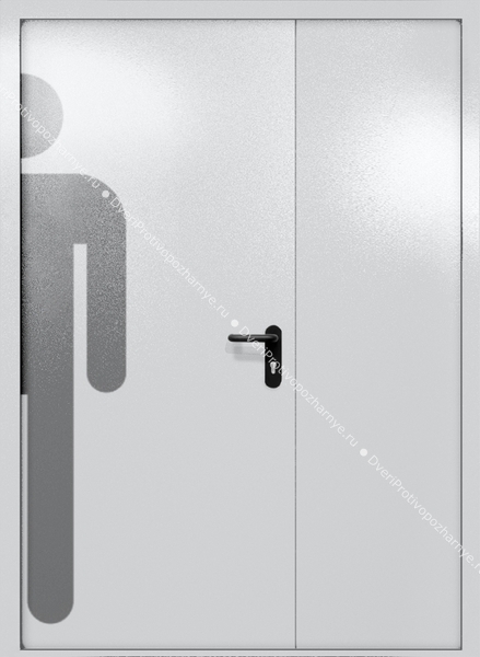 Полуторапольная глухая дверь ei-60 с обозначением санузла (цвет светло-серый RAL 7047)