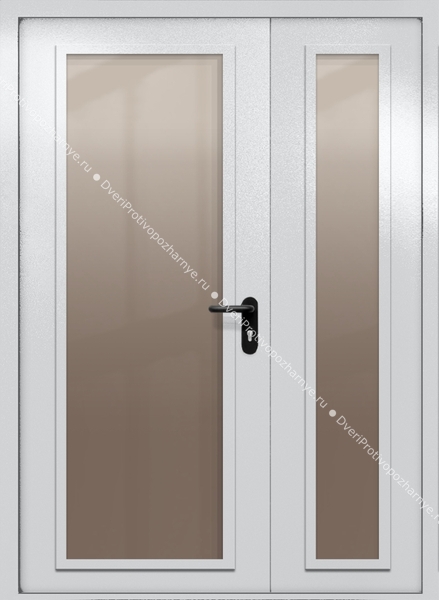 Полуторапольная дверь eiw-60 с максимальными стеклами (цвет светло-серый RAL 7047)