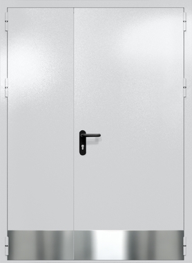 Полуторапольная глухая дверь ei-60 с отбойниками (цвет светло-серый RAL 7047)