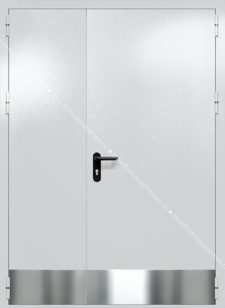 Полуторапольная глухая дверь ei-60 с отбойниками (цвет светло-серый RAL 7047)