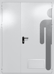 Полуторапольная глухая дверь ei-60 с обозначением санузла и вентиляцией (цвет светло-серый RAL 7047)