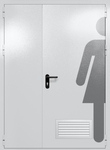 Полуторапольная глухая дверь ei-60 с обозначением санузла и вентиляцией (цвет светло-серый RAL 7047)