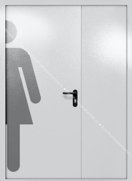 Полуторапольная глухая дверь ei-60 с обозначением санузла (цвет светло-серый RAL 7047)