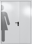 Полуторапольная глухая дверь ei-60 с обозначением санузла (цвет светло-серый RAL 7047)