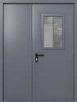 Полуторапольная дверь ei-60 со стеклом 600x400 (цвет темно-серый RAL 7015)