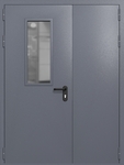 Полуторапольная дверь ei-60 со стеклом 700x300 (цвет темно-серый RAL 7015)