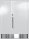 Полуторапольная глухая техническая дверь с отбойниками (цвет светло-серый RAL 7047)