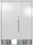 Полуторапольная глухая техническая дверь с отбойниками (цвет светло-серый RAL 7047)