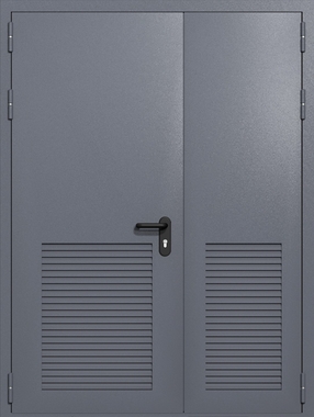 Полуторапольная глухая техническая дверь с вентиляцией (цвет темно-серый RAL 7015)