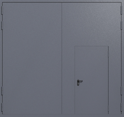 Распашные крупногабаритные ворота ei-60 с калиткой (цвет темно-серый RAL 7015) Распашные крупногабаритные ворота ei-60 с калиткой (цвет темно-серый RAL 7015)