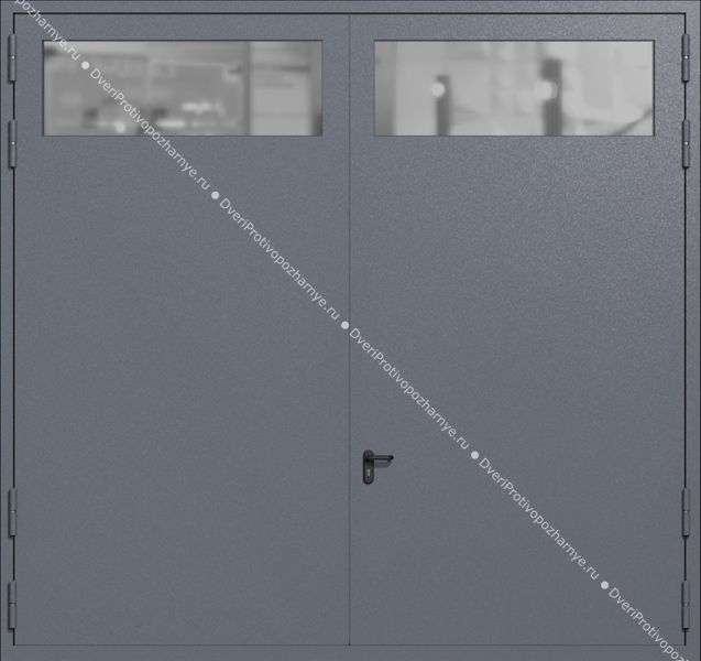 Распашные крупногабаритные ворота ei-60 с остеклением (цвет темно-серый RAL 7015)