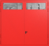 Распашные крупногабаритные ворота ei-60 с остеклением (цвет красный RAL 3020)