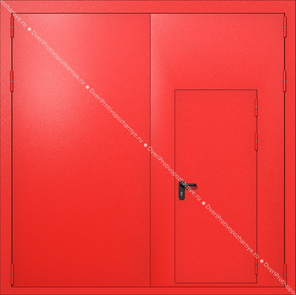 Распашные ворота ei-60 с калиткой (цвет красный RAL 3020) Распашные ворота ei-60 с калиткой (цвет красный RAL 3020)